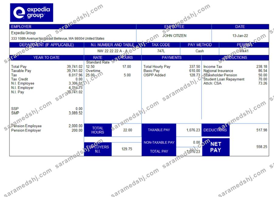 USA technological company employee sheet